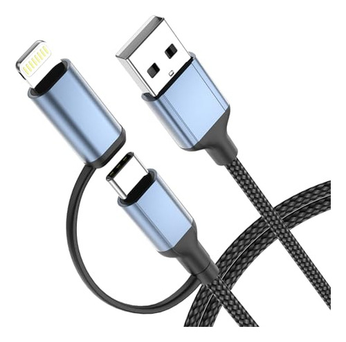 Cable Usb A Usb C Y Lightning 2 En 1, Cable Cargador Usb C D
