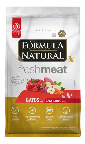 Ração Gato Ad Castrado Fresh Meat Carne 7kg Fórmula Natural