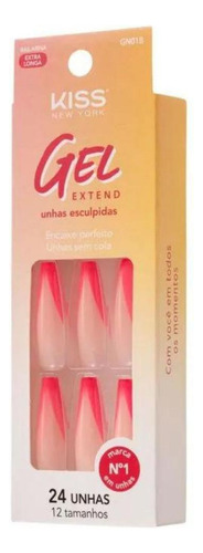 Unhas Postiças Kiss Ny Gel Extend Bailarina Com 24un Gn01b