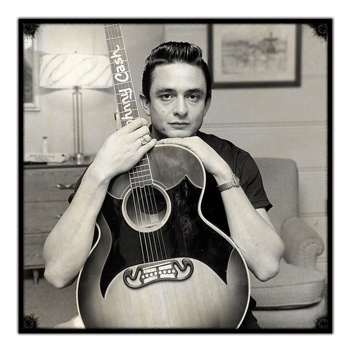 #332 - Cuadro Vintage 30 X 30 - Johnny Cash Rock No Chapa