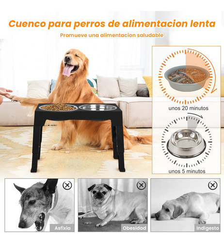 Comedouro Elevado Para Cães Com Tigelas De Aço Inoxidável