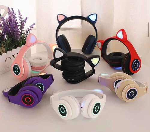 Audífonos Bluetooth Inalámbricos Orejas De Gatos Con Luces.
