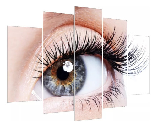 Quadro 5 Peça Decorativo Olhos Alta Resolução Olhar Cílios