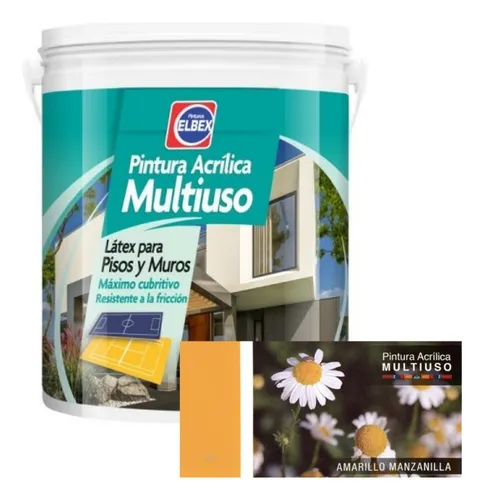 Pintura Pisos - Multiuso Elbex 4lt Amarillo Manzanilla Acabado Mate
