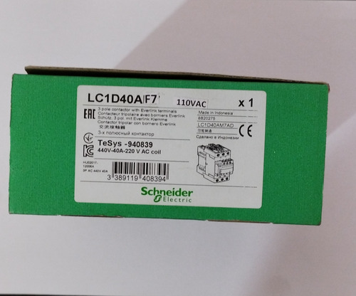 Contactor Modelo Lc1d40af7 Schneider Eléctric 