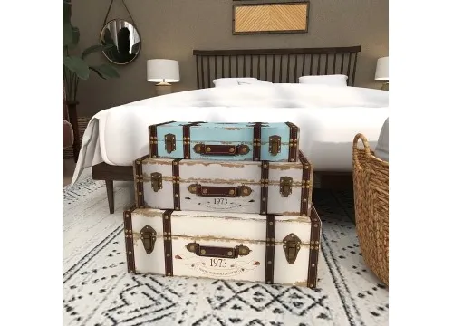 Cofre Anidante De Madera Con Detalles Vintage, Juego De 3