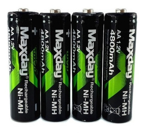 Pilas Aa Recargables X4 4800mah + Cargador Maxday 16.90 Usd