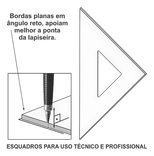 Esquadro Acrílico Desetec Trident 45° 12cm Sem Escala 2512