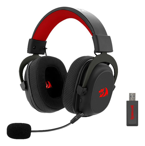 Auriculares Redragon Zeus Pro BT/USB-C Dolby Digital 7.1 colores negros para jugadores sin luz