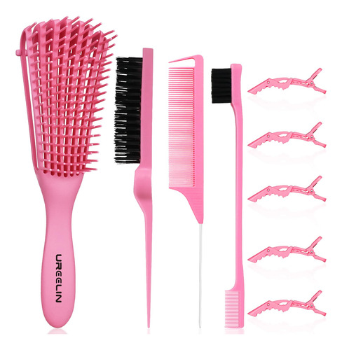 Set De Cepillos Ureelin Detangling Con Brocha Teasing & Edge
