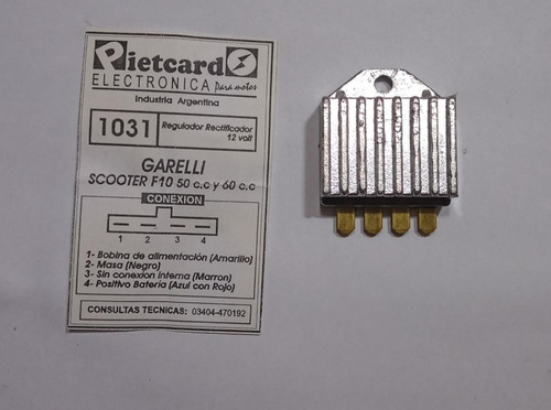 Regulador 12v Garelli F10 Pietcard 1031 Ciclomotos