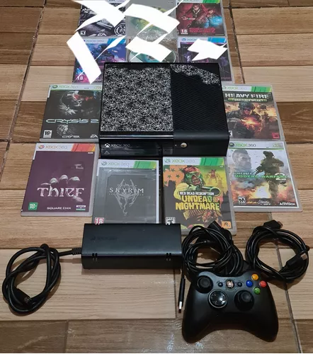 Xbox 360 Super Slim + Hd 320gb + Kinect + 2 Controles + 23 Jogos Originais  + Caixa - Escorrega o Preço