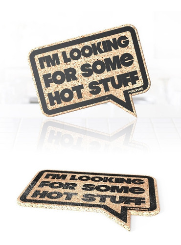 Imagen 4 de 5 de Corcho Para Objetos Calientes Con Frase Hot Stuff