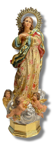 Inmaculada Concepcion De Maria 93cm Hoja De Oro Al Óleo