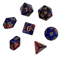 Comprar Set 7 Dados Juegos De Rol - Azul Rey Y Rojo Marmoleado Con G