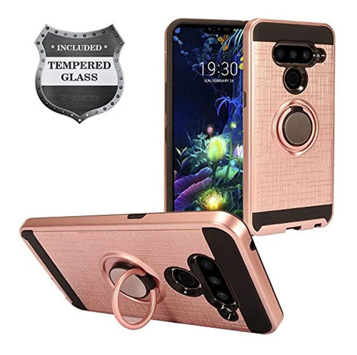 Funda Híbrida Para LG V50 Con Soporte De Anillo  Z-gen -