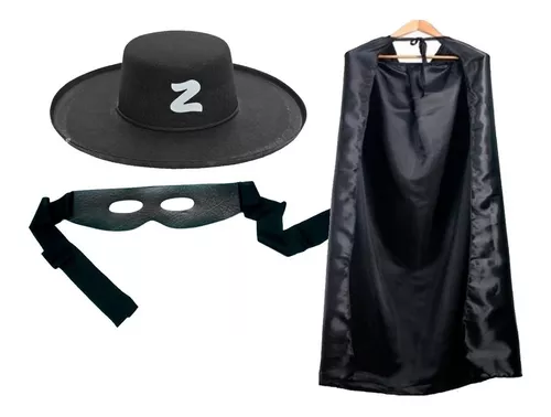 Fantasia infantil Capa zorro vampiro bruxo ou bruxa preta na