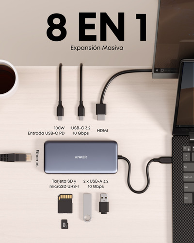 Anker Adaptador Usb C Hub 8 En 1 Hdmi 10gbps A Mac Windows
