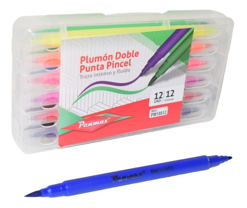 Plumon Punta Pincel Doble Punta Penmax X 12 Unidades