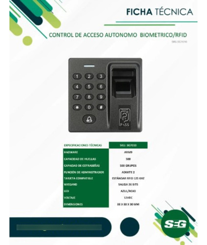 Control De Acceso Biometrico Autonomo 500 Usuarios Negro