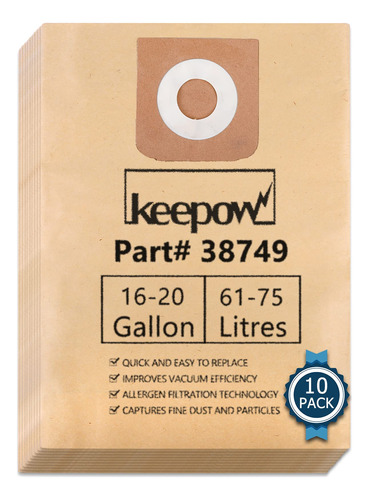 Keepow 10 Bolsa Aspiradora Tienda 16 Galon Para Craftsman 20