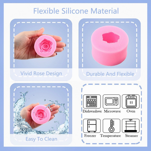 Cnn Molde Silicona Con Forma Flor Rosa For Velas, 3 Pzs.