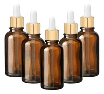 Comprar Pack X50 Frasco 30cc Botella Vidrio Ámbar 30ml Gotero Dorado