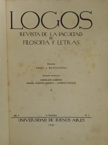 Logos / Revista De Fac. De Filosofía Y Letras / Uba (1941) (Usado)