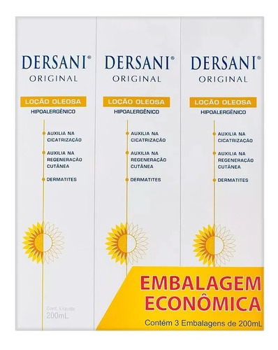 Dersani Original Loção Oleosa Corporal Emb Econômica 3x200ml