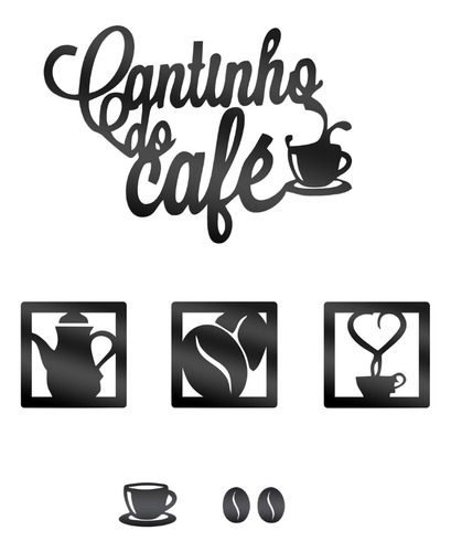 Placa Adesiva Decorativa Cantinho Do Café Em Pet Adesivado Cor Preto
