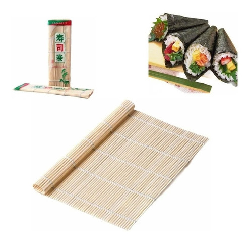 Imagen 1 de 3 de Esterilla Plana Para Sushi Bambú Enrollar Cocina Natural