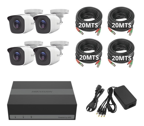 Kit Cctv Hikvision Mini 2mp De 4 Canales Ssd Incluida 300gb