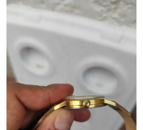 Reloj Omega Geneve Chapa De Oro Caqui Dorado Blanco (Usado)