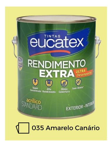 Tinta Interna E Externa Eucatex Rendimento Extra - 3,6 Gl Amarelo Canário