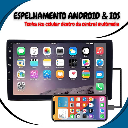Central Multimídia 9 Polegadas Androidauto Carplay Bluetooth