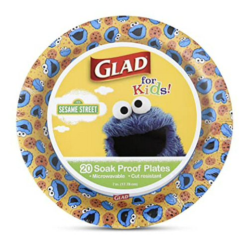 Platos De Papel Cookie Monster Para Niños | 20 Platos De Pap