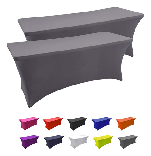 Mantel Rectangular De Elastano De 6 Pies Color Gris