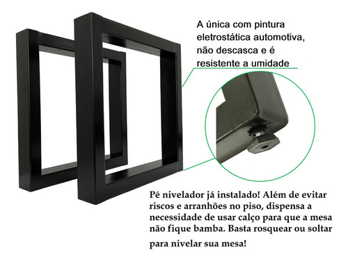 Pé Base De Mesa Preto Fosco 2 Peças Estilo Industrial Metalo