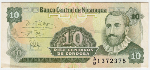 Nicaragua Billete 10 Centavos De Cordoba Au 1991 Pic 169a