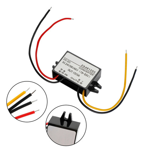 Convertidor Dc-dc 24v 36v 48v Redutor A 12v De 3a