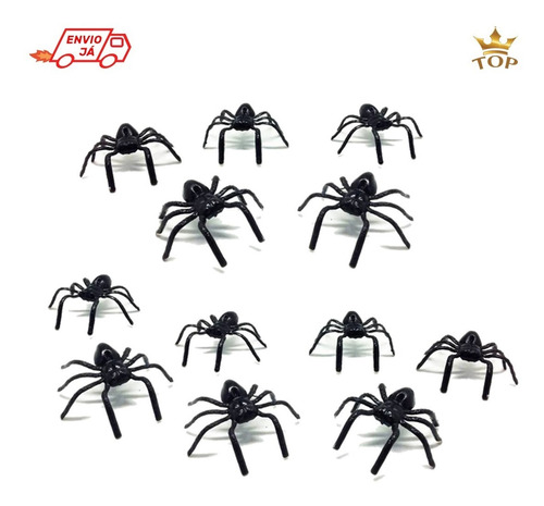 Imagem 1 de 2 de Mini Aranhas Pretas Halloween - 12 Unidades