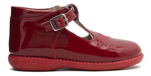 Zapato Niña Piel Dogi Botita Con Arco Charol Rojo 15-17.5