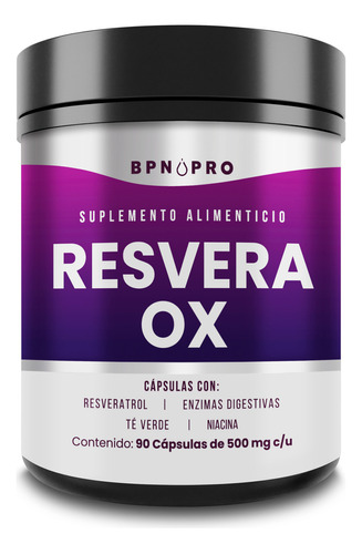 Resveratrol Antioxidantes Te Verde Niacina Enzimas Bpn Pro Sabor 90 Cápsulas resvera ox