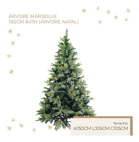 Árvore De Natal Marseille 847 Hastes Verde 1un 150cm
