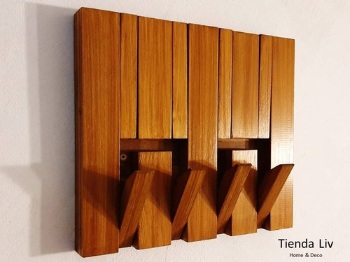 Imagen 4 de 7 de Perchero De Pared 8 Ganchos Madera Rebatible Diseño Nórdico