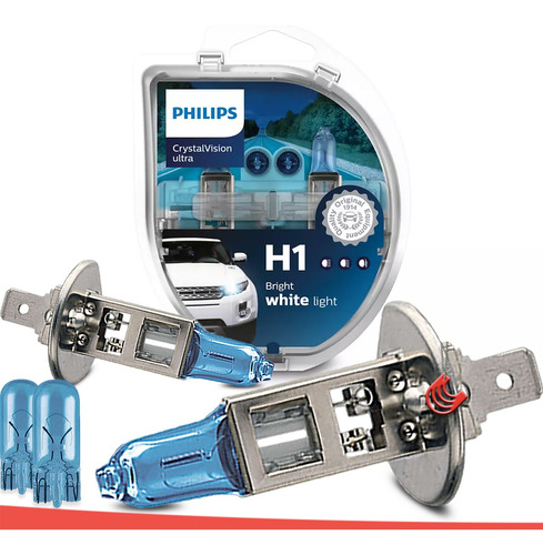 Imagem 2 de 5 de Kit Lâmpada Philips Crystal Vision Ultra H1 55w-12v 4300k