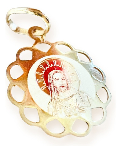 Medalla Del Sagrado Corazón D Jesús Orillas Ondeadas Oro 10k