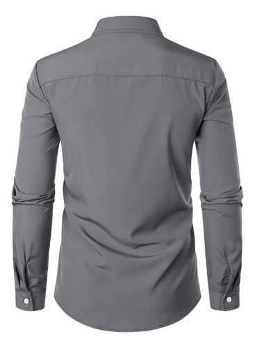 U Camiseta Casual De Manga Larga Con Botones A Cuadros A
