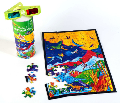 Puzzle Rompecabezas 3d De Dinosaurios Incluye Anteojos Promo