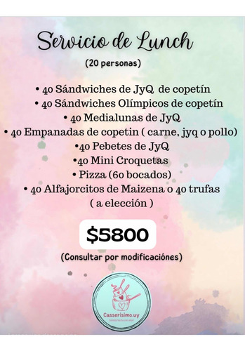 Servicio De Lunch Para Fiesta Y Eventos